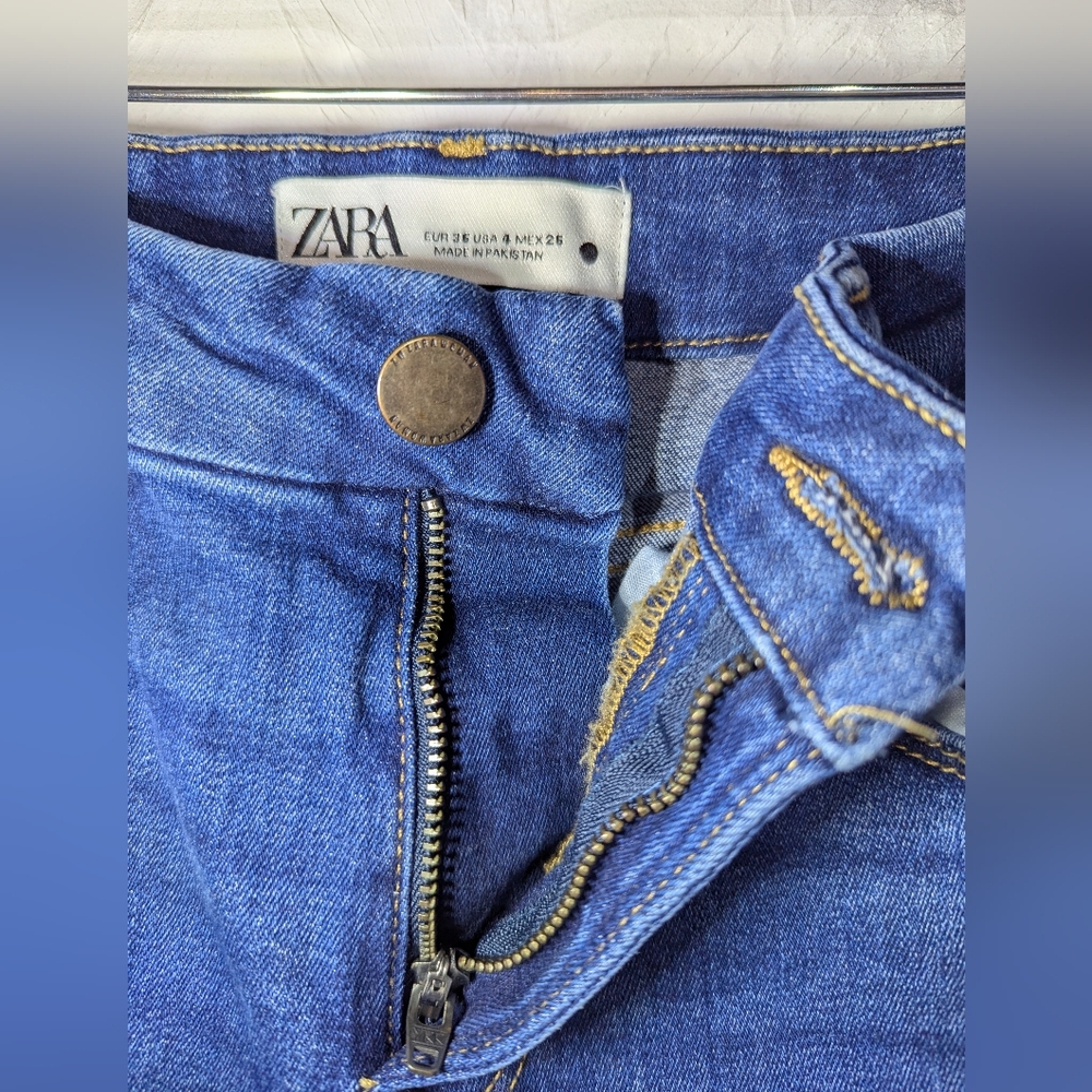 Zara Blue 7223/265 Mid-rise Bootcut Blue Denim Jeans Size 4 US - Picture 3 of 14